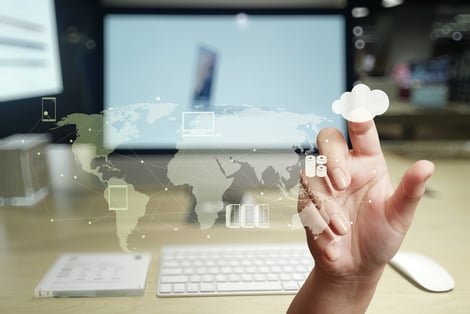 hand working with a Cloud Computing diagram on the new computer interface as concept